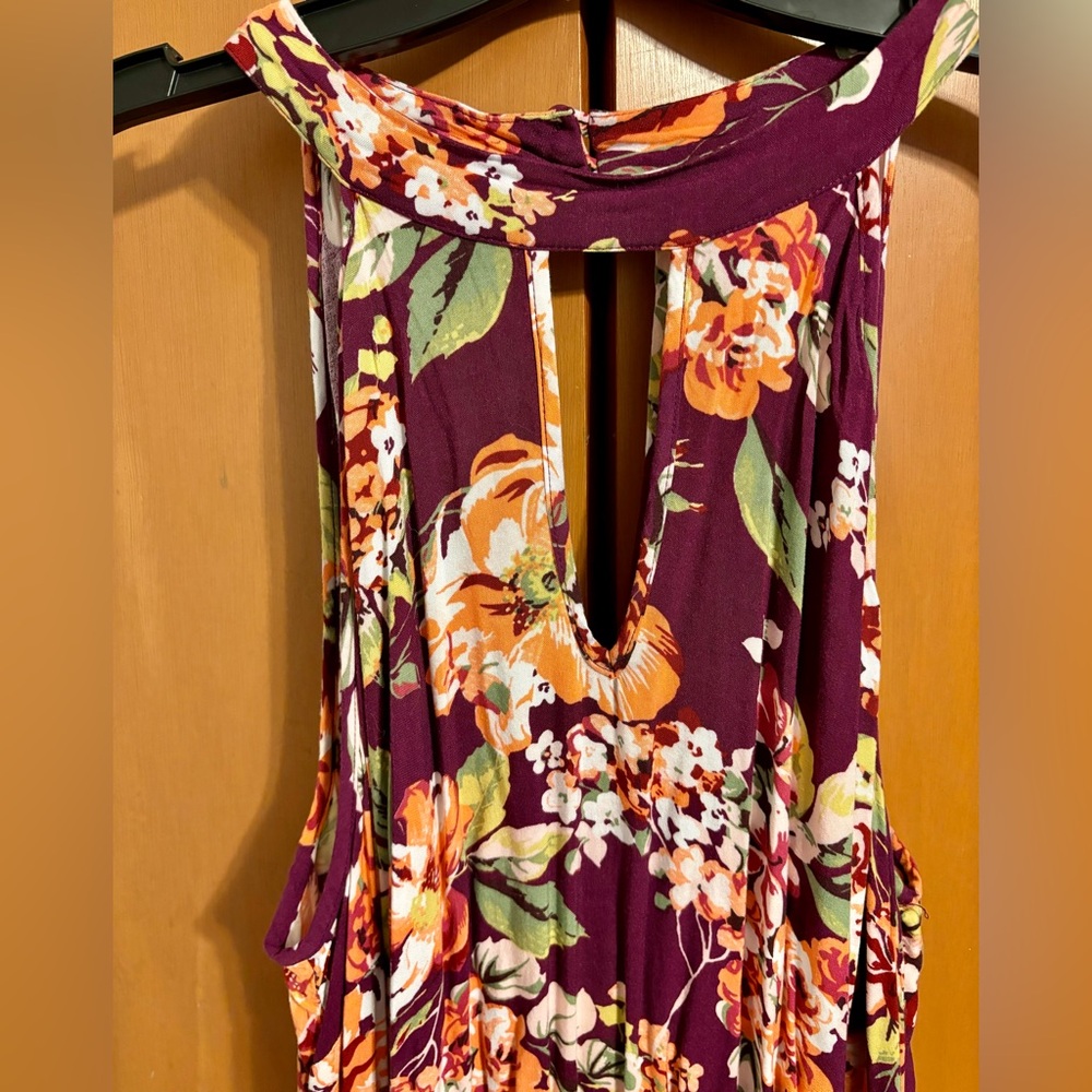 ($12) Xhilaration Burgandy Long Floral Dress
